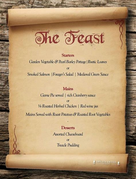 tudor dinner menu.